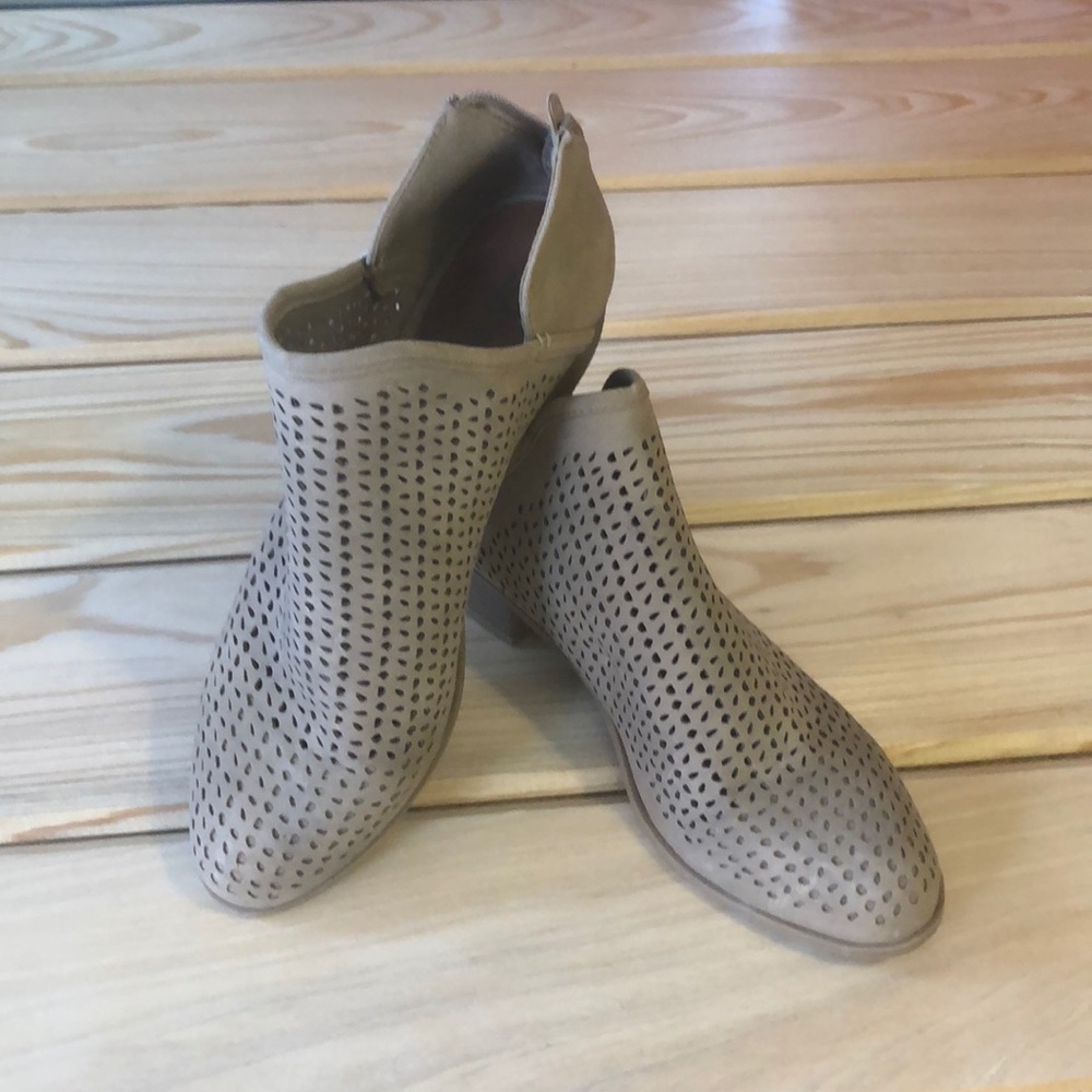 Beige Booties with Cutout Design